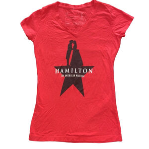 Women's Official Hamilton Musical Broadway Short Sleeve Tee Red Junior Cut S
